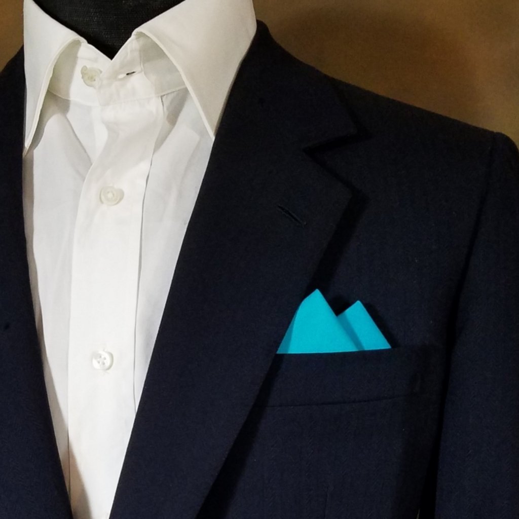 New  Turquoise Blue Cotton PreFolded Pocket Square Handkerchief Insert